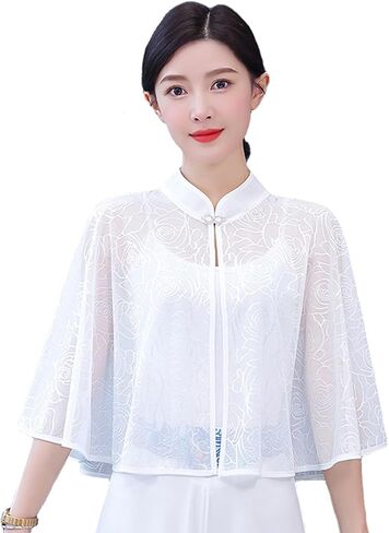 Women Lace Wedding Shawls Wrap Bridal Shrug Stand Collar Cape Cardigan Shoulder Covers Up For Evening Prom Dress in Saudi Arabia