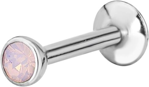 Forbidden Body Jewelry 16g Tragus Earring, Helix Earring & Labret Piercing, Internally Threaded Simulated Opal Stud in Saudi Arabia