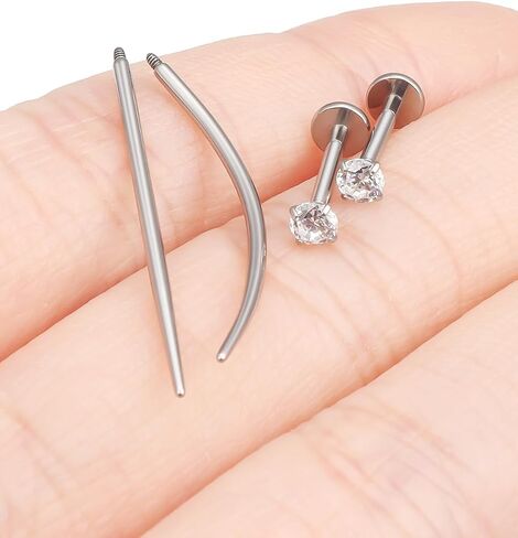 F136 Titanium 20/18/16g متورط داخليًا مسطحًا مسطحًا للأقراط خواتم الأنف الشفاه LABRET MEDUSA MONROE JOWENTING مع تفتق للنساء الرجال in Kuwait