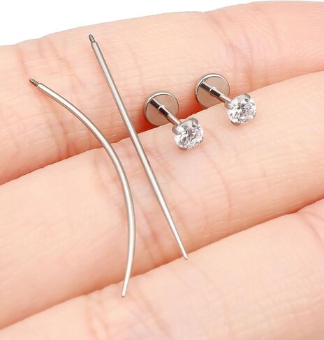 F136 Titanium 20/18/16g متورط داخليًا مسطحًا مسطحًا للأقراط خواتم الأنف الشفاه LABRET MEDUSA MONROE JOWENTING مع تفتق للنساء الرجال in Kuwait