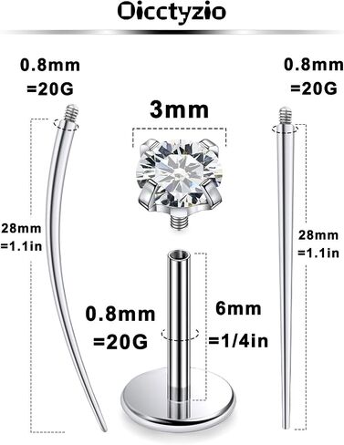 F136 Titanium 20/18/16g متورط داخليًا مسطحًا مسطحًا للأقراط خواتم الأنف الشفاه LABRET MEDUSA MONROE JOWENTING مع تفتق للنساء الرجال in Kuwait