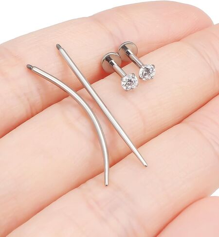 F136 Titanium 20/18/16g متورط داخليًا مسطحًا مسطحًا للأقراط خواتم الأنف الشفاه LABRET MEDUSA MONROE JOWENTING مع تفتق للنساء الرجال in Kuwait