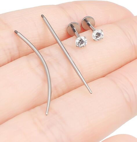 F136 Titanium 20/18/16g متورط داخليًا مسطحًا مسطحًا للأقراط خواتم الأنف الشفاه LABRET MEDUSA MONROE JOWENTING مع تفتق للنساء الرجال in Kuwait