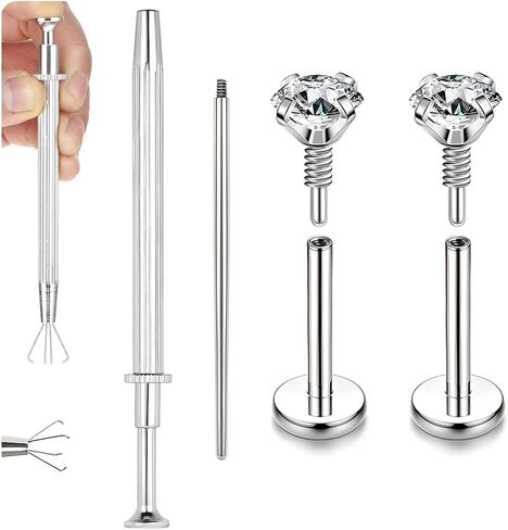 BodyAce 20G Internal Thread Cartilage Earrings Studs Surgical Steel Nose Rings Flat Back Stud Piercing Jewelry for Tragus/Helix/Conch/Medusa/Lip/Labret in Saudi Arabia