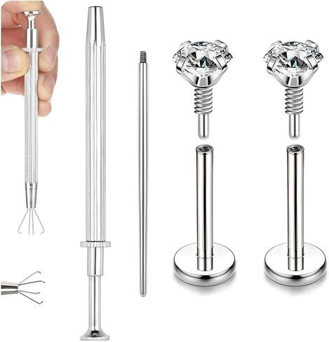 BodyAce 20G Internal Thread Cartilage Earrings Studs Surgical Steel Nose Rings Flat Back Stud Piercing Jewelry for Tragus/Helix/Conch/Medusa/Lip/Labret in Saudi Arabia