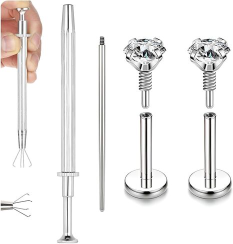 BodyAce 20G Internal Thread Cartilage Earrings Studs Surgical Steel Nose Rings Flat Back Stud Piercing Jewelry for Tragus/Helix/Conch/Medusa/Lip/Labret in Saudi Arabia
