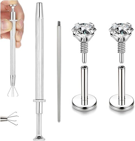 BodyAce 20G Internal Thread Cartilage Earrings Studs Surgical Steel Nose Rings Flat Back Stud Piercing Jewelry for Tragus/Helix/Conch/Medusa/Lip/Labret in Saudi Arabia