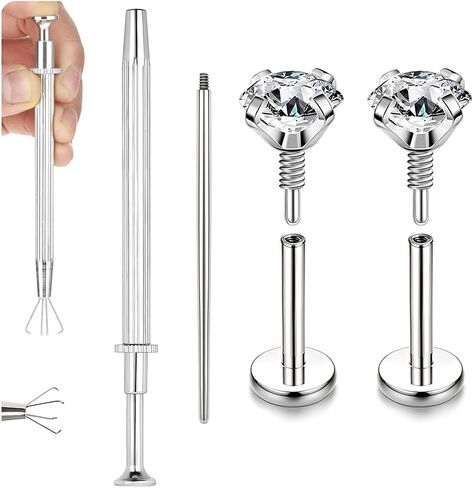 BodyAce 20G Internal Thread Cartilage Earrings Studs Surgical Steel Nose Rings Flat Back Stud Piercing Jewelry for Tragus/Helix/Conch/Medusa/Lip/Labret in Saudi Arabia