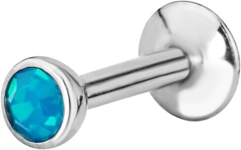 Forbidden Body Jewelry 16g Tragus Earring, Helix Earring & Labret Piercing, Internally Threaded Simulated Opal Stud in Saudi Arabia