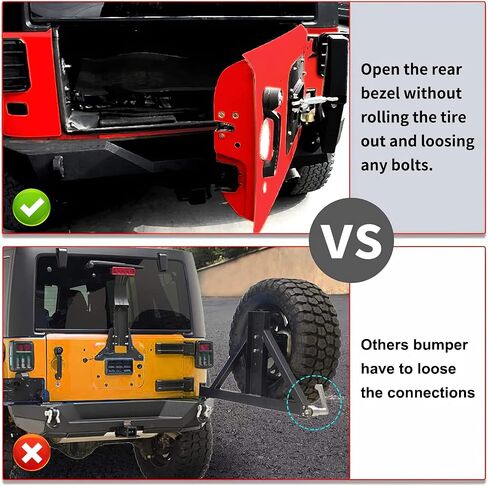 LEDKINGDOMUS Rear Bumper with Tire Carrier and 2" Hitch Receiver Compatible with 07-18 Jeep Wrangler JK JKU Rubicon Sahara Sports Model Offroad Rock Crawler Bumper Textured Black in Kuwait