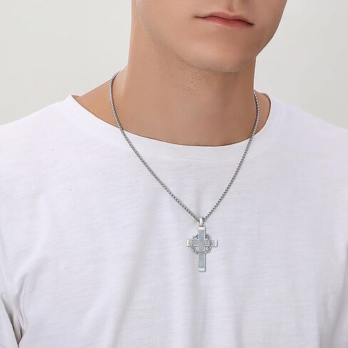 Cross Necklace 925 Sterling Silver Crown of Thorns Pendant Crucifix Necklace Catholic Jewelry Gifts for Men Women in Saudi Arabia