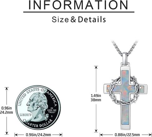 Cross Necklace 925 Sterling Silver Crown of Thorns Pendant Crucifix Necklace Catholic Jewelry Gifts for Men Women in Saudi Arabia