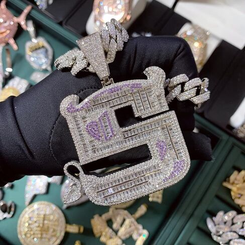 ICEDIAMOND 18K Creative Demon S Big Bling Iced Out Pendant & 14MM Edge CZ Diamond Cuban Chain Necklace, White Gold Plated Hip Hop Jewelry for Men in Saudi Arabia