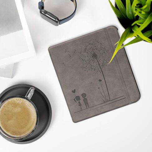 kwmobile Cover Compatible with Kobo Libra Colour Cover - eReader Case - Magnolias Grey in Saudi Arabia
