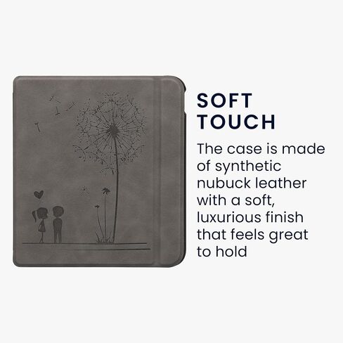 kwmobile Cover Compatible with Kobo Libra Colour Cover - eReader Case - Magnolias Grey in Saudi Arabia