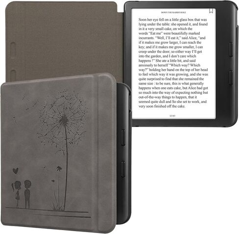 kwmobile Cover Compatible with Kobo Libra Colour Cover - eReader Case - Magnolias Grey in Saudi Arabia