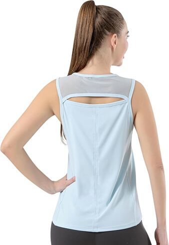 Bezioner Workout Tops for Women Quick Dry Tennis Golf Tank Tops Mesh Open Back Athletic Yoga Running Shirts Sleeveless in Saudi Arabia