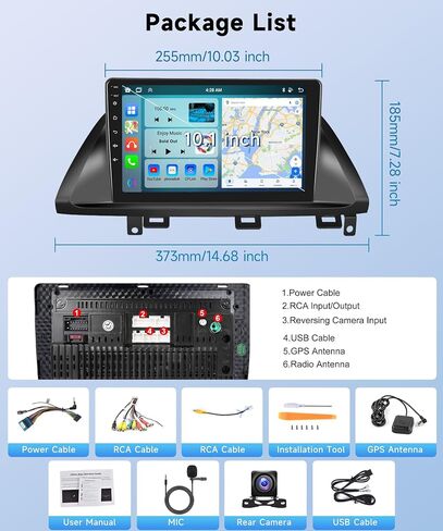 2+64 جيجا لسيارة Honda Odyssey 2005-2010 ستيريو راديو السيارة أندرويد، لاسلكي Apple Carplay Android Auto 10.1 بوصة شاشة لمس بلوتوث مستقبل صوت السيارة يدعم نظام تحديد المواقع واي فاي وكاميرا احتياطية FM/RDS HiFi SWC in Kuwait