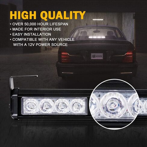 Xprite 18 "أبيض LED الطوارئ Strobe Travel Advisor Bar Light Light ، Front Pumper Grille Warning Lightbar ، مع كوب شفط ولاعة السجائر لشاحنات السيارات سيارات الدفع الرباعي UTV in Kuwait