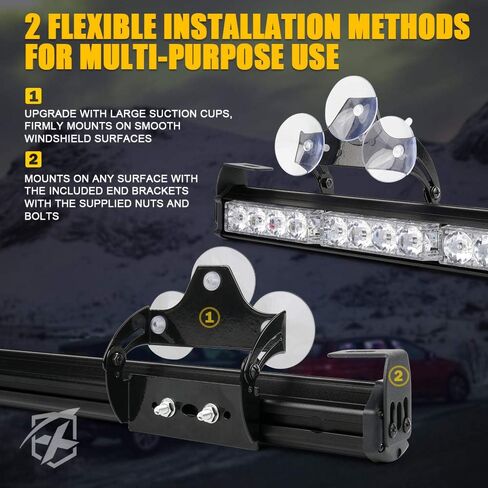 Xprite 18 "أبيض LED الطوارئ Strobe Travel Advisor Bar Light Light ، Front Pumper Grille Warning Lightbar ، مع كوب شفط ولاعة السجائر لشاحنات السيارات سيارات الدفع الرباعي UTV in Kuwait