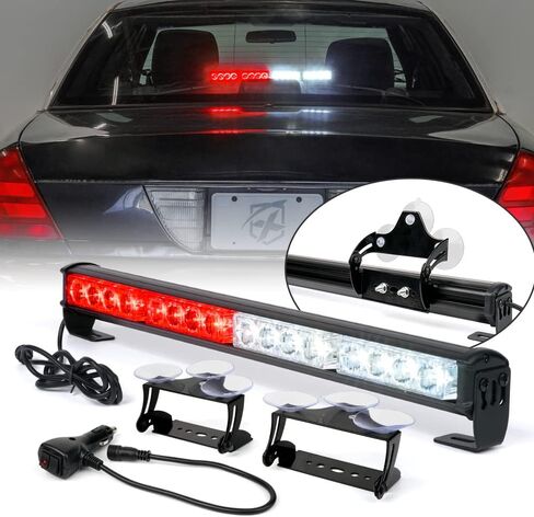 Xprite 18 "أبيض LED الطوارئ Strobe Travel Advisor Bar Light Light ، Front Pumper Grille Warning Lightbar ، مع كوب شفط ولاعة السجائر لشاحنات السيارات سيارات الدفع الرباعي UTV in Kuwait