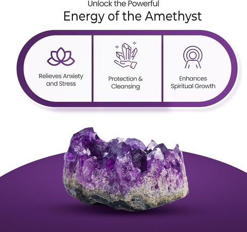 Amethyst Cluster for Meditation – Natural Crystals and Healing Stones – Healing Crystals for Energy Healing – Crystal Decor for Home – Spiritual Decor for Altar, Desk, or Sacred Space, 25-50 Grams in Kuwait