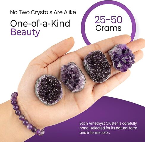 Amethyst Cluster for Meditation – Natural Crystals and Healing Stones – Healing Crystals for Energy Healing – Crystal Decor for Home – Spiritual Decor for Altar, Desk, or Sacred Space, 25-50 Grams in Kuwait