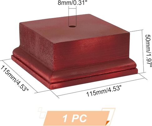 AHANDMAKER Square Wooden Pedestal Stand Display Base, 4.5 x 4.5 x 1.96 Inch Wooden Trophy Base, Wood Decorative Base Medals Display Base for Collectibles Display Home Decoration, Dark Red in Saudi Arabia
