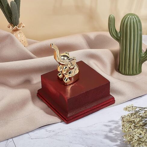 AHANDMAKER Square Wooden Pedestal Stand Display Base, 4.5 x 4.5 x 1.96 Inch Wooden Trophy Base, Wood Decorative Base Medals Display Base for Collectibles Display Home Decoration, Dark Red in Saudi Arabia