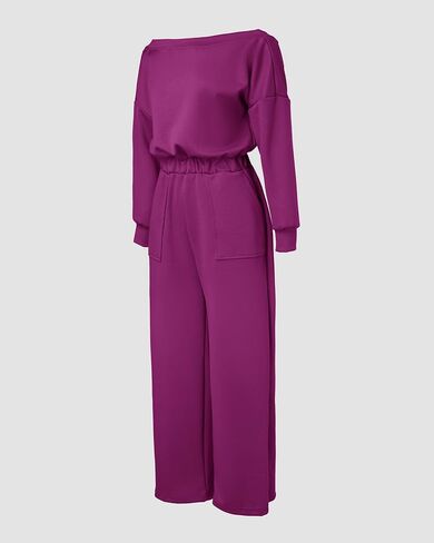 CHICME BEST SHOPPING DEALS Chic Me Off Shoulder Jumpsuits for Women Long Sleeve Wide Leg Dressy Overalls in Kuwait