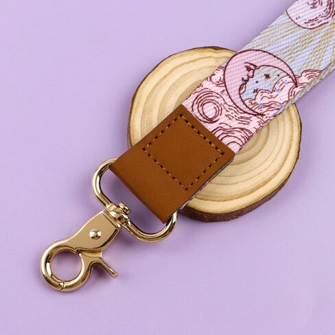 Purple Sun Leather Wrist Keychain – Cute Wristlet Lanyard Key Chain, Key Lanyard with Metal Clasp for Keys & Badge Holder, Occult Aesthetic Accessories for Women, Girls, Kids in Saudi Arabia