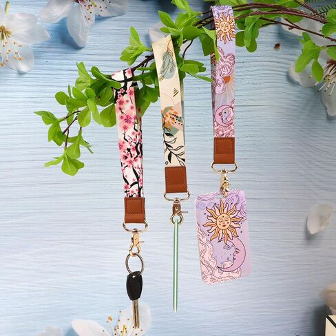 Purple Sun Leather Wrist Keychain – Cute Wristlet Lanyard Key Chain, Key Lanyard with Metal Clasp for Keys & Badge Holder, Occult Aesthetic Accessories for Women, Girls, Kids in Kuwait