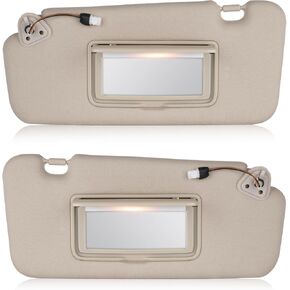 Left & Right Sun Visor for Nissan Murano 2009-2014 with Light, Driver & Passenger Side Beige SunVisor Replacement 96401-1AA1B 96400-1AA1B, Stretchable Design