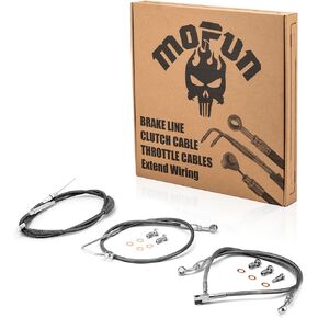 Mofun Clutch Cable& Extended Length ABS Upper and Lower Hydraulic Front Brake Line Compatible with Harley Softail Deluxe Slim Fat Boy Breakout 2015-2017, Fit 14"-16" Handlebar Black