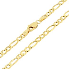 Nuragold 10k Real Yellow Gold Figaro Link 3.5mm Chain Necklace (16"-30") Italian Jewelry for Men & Women