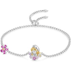 GNOCE Garland Smurfette Adjustable Bracelet for Her, S925 Sterling Silver Bracelet for Women Fit Bracelet, Halloween Mother's Day Jewelry