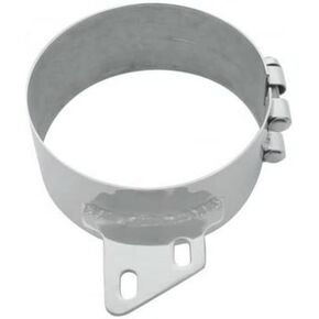 United Pacific 10285 - Exhaust Clamp - 8" Stainless Butt Joint Exhaust Clamp - Angled Bracket