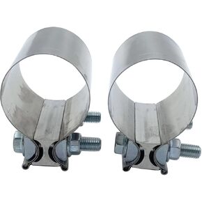 1 Pair 2pcs SHLPDFM 2 1/2" Inch Exhaust Band Clamp T304 Stainless Steel Butt Joint Band Exhaust Clamp Sleeve Coupler Universal for the Catback Muffler Downpipe