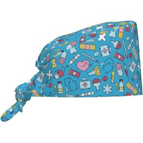 Medical and Health Care Working Caps with Sweatband Adjustable Tie Back Hat Headgear Beanie