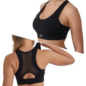ALONG FIT Womens Mesh-Back Racerback Sports Bra High Impact, Adjustbale Padded High Support Tank Top for Workout Fitness