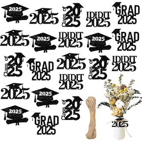 50pcs 2025 تخرج قواطع العلامات زخرفة فئة 2025 Glitter Grad Caps Confetti Graduation Party Decorations اللوازم لصالح Decor