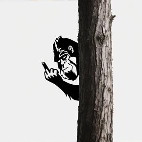 REHITAY Peaking a Boo Flipping Off Bigfoot Animal Metal Sign Art Ornament, Animal Peeping Around Signs Corner Tree Garden Fence Farmhouse Outdoor Home Decoration