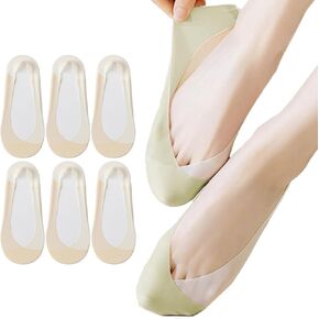 Caudblor 6 Pack Thin No Show Socks For Women, Invisible Non Slip Low Cut Liner Sock With Heel Tab For Loafers, Size 5-8