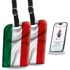 [Pack 2] tag8 Hungary Flag Smart Luggage tag |Trendy Luggage tag ID Identification | Suitcase Tag | Fashionable Digital Name tag | Airline Compliant, SITA World Tracer Code Enabled | Gift idea