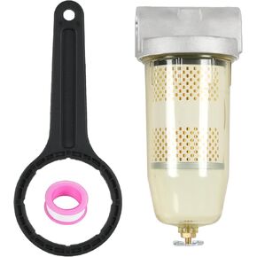 Fuel Tank Filter Assembly with Wrench Replacement for Gasoline and Diesel Water Separate 30 Micron Max 25 Gpm 150 Psi with 3/4" NPT Top Cap