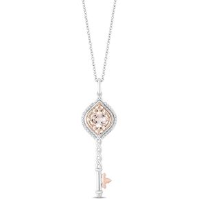 jewellilli ساحر ديزني المجوهرات الفاخرة 14K الذهب الوردي على الفضة الاسترليني مع 1/10 CTTW الماس و morganite urora key key