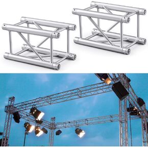 Tandefio 2 Pack 1.5 Meter 4.92 ft Square 12" x 12" Box Truss Aluminum Lighting Stage Truss Silver Trussing Segment Lite Box Spigot Truss with Hardware, 500 Pounds Load Capacity