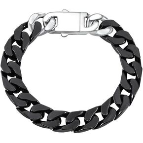 Cuban Link Bracelet for Men, 12mm Ceramic Cuban Bracelet,Black Bracelet for Men,Jewelry Gifts for Him
