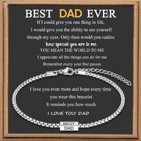 JoycuFF Fathers Day Gift for Dad, Gifts for Dad from Daughter Son Cool Fathers Day Birthday Gifts Ideas for Father New Papa Mens Bracelet Stainless Steel
