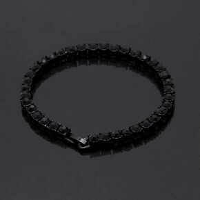 Mnyixsi Hip Hop Bling Black Link Chain 14K Gold Silver Plated 5mm Iced Out Tennis Chain Bracelet Hip Hop Link Gold Plated Bling Bracelet with AAA Cubic Zirconia Diamond 8 in